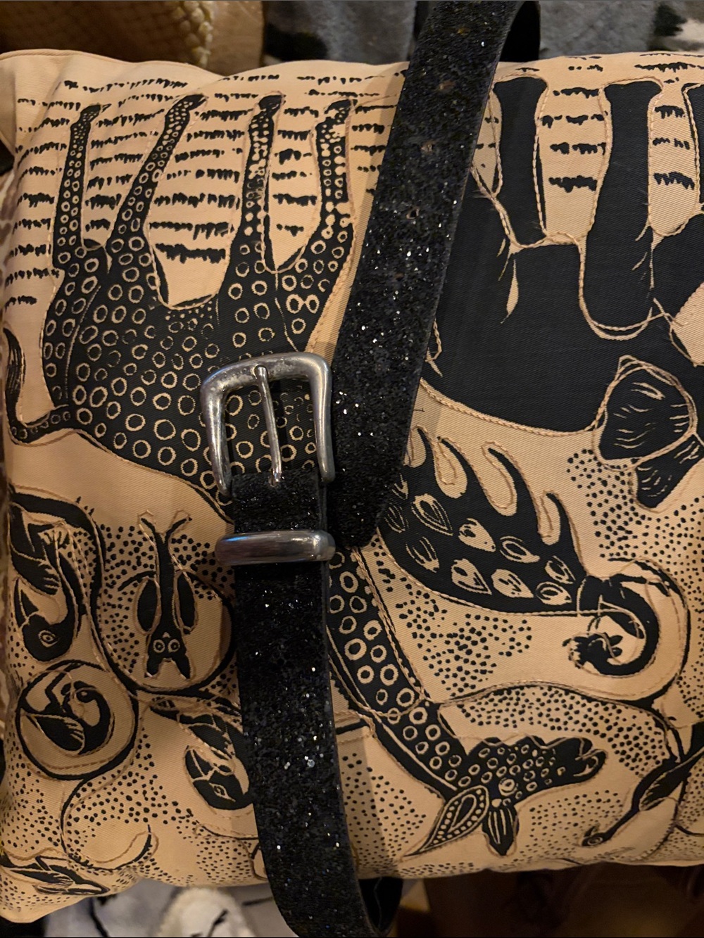 Absolutely Black Glitter Belt with Silver Buckle